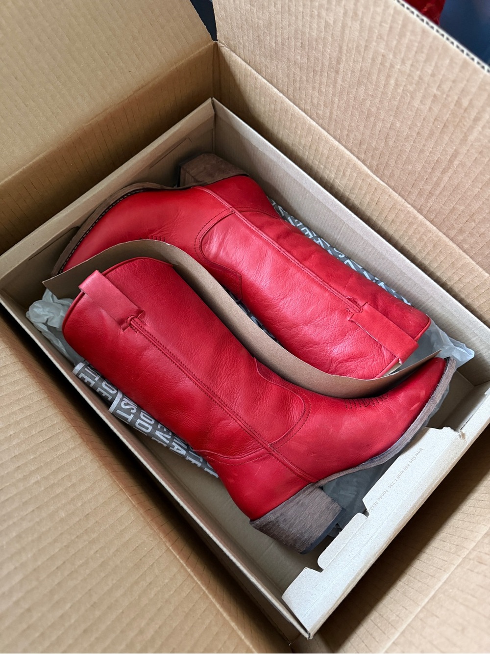 Steve Madden Albany Red Leather Western Mid-Calf Boot